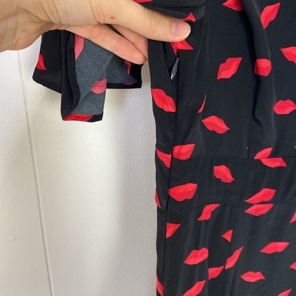 Women's Short Sleeve Maxi Sundress - A New Day Black/Red Lip Print Sz 4 - Picture 7 of 9